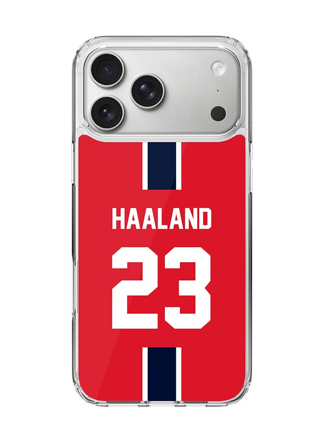 Stylizedd Classic Clear MagSafe Case for iPhone 17 Pro Max , Hybrid Soft Case Flexible Edges Anti Drop TPU PC Gel Thin Transparent Cover [ Designed for iPhone 17 Pro Max ] - Football Team - Norway, Player Name - Haaland