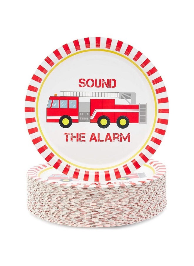 Blue Panda - 80Pack Fire Truck Party Supplies Paper Plates (9 In) - Image 1