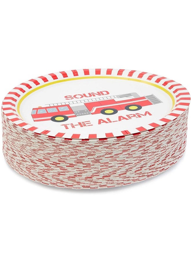 Blue Panda - 80Pack Fire Truck Party Supplies Paper Plates (9 In) - Image 1