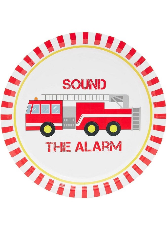 Blue Panda - 80Pack Fire Truck Party Supplies Paper Plates (9 In) - Image 1