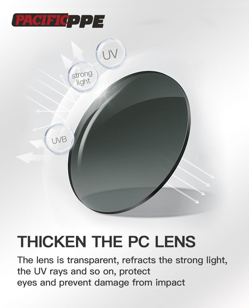 PACIFIC PPE نظارات لحام PACIFIC PPE، نظارات أمان للعمل ANSI Z87 مع عدسات محيطية، نظارات شمسية IR Shade 5 للرجال والنساء، حماية من الأشعة فوق البنفسجية - Image 3