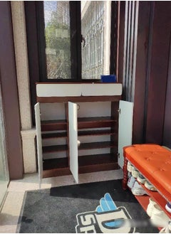 C&C Home خزانة أحذية منزلية متعددة الأغراض مطورة بتصميم أنيق ذات سعة كبيرة ورف تخزين بسمك 15 مم من ألواح الخشب 100 × 35 × 90 سم  - Image 4