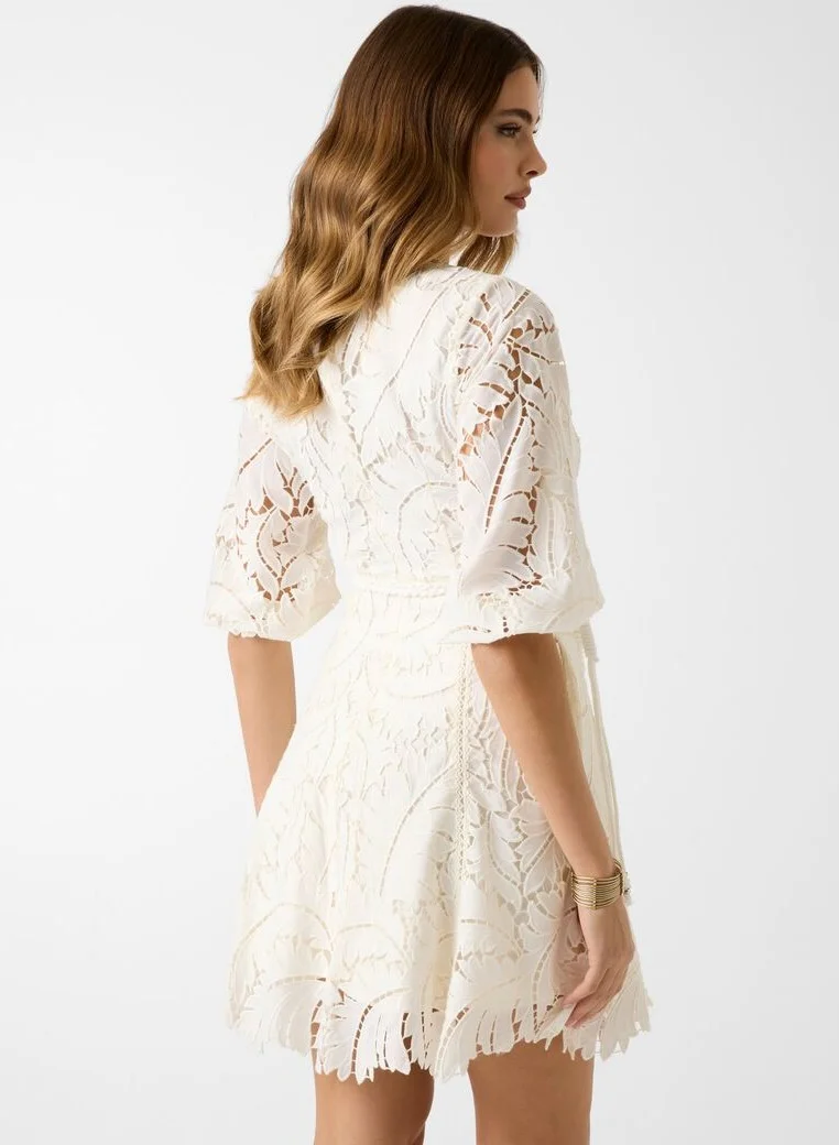 GUESS Embroidered Fit & Flare Midi Dress