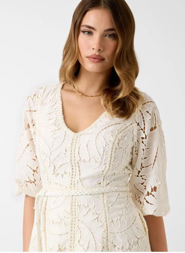 GUESS  Embroidered Fit & Flare Midi Dress for Women | Best Price UAE