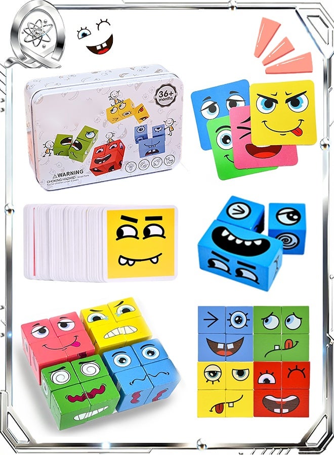 Quantum Wooden Face Changing Magic Cube Game, Educational Toys and Games, for Kids - Image 1