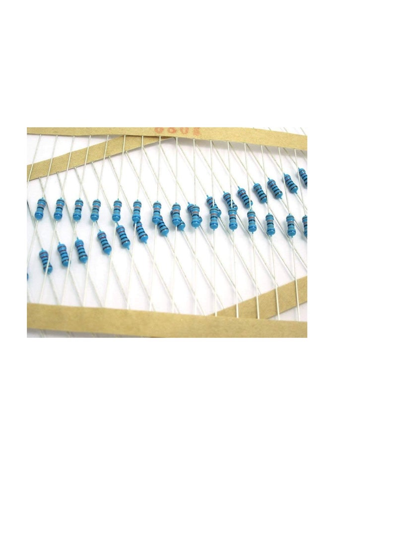 1/4W Metal Film Resistor, 5 Colour Ring Band 1% Ω Ohms Tolerance, For Electrical DIY Pack of 50 (1/4W 680Ω (680ohms))  - Image 1