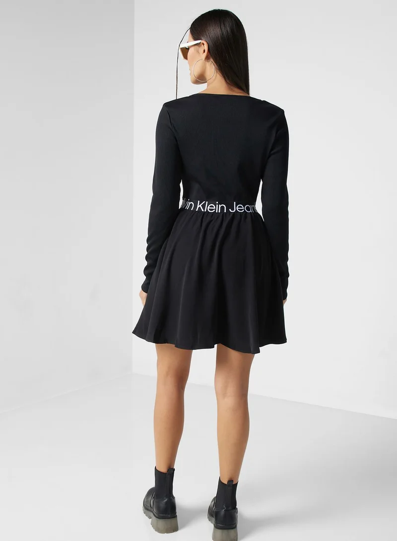 Calvin Klein Jeans Ribbed Fit & Flare Dress