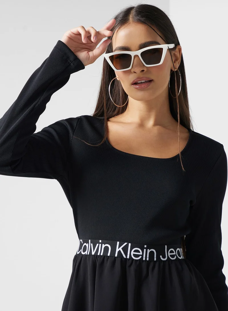 Calvin Klein Jeans Ribbed Fit & Flare Dress