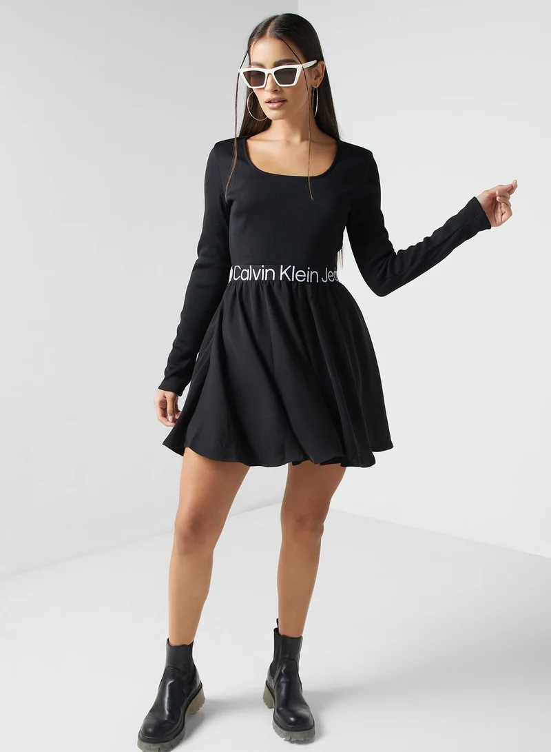 Calvin Klein Jeans Ribbed Fit & Flare Dress
