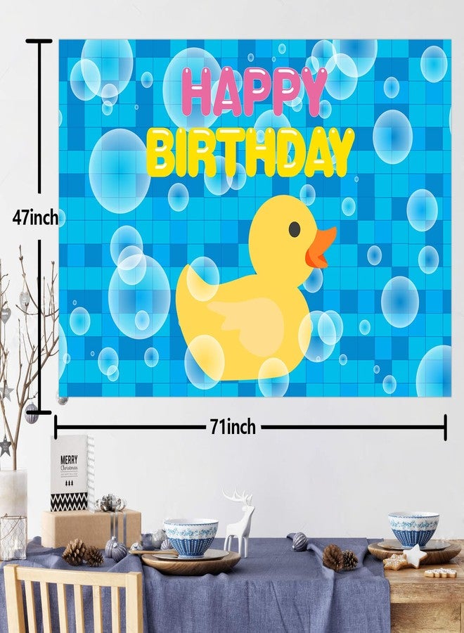DZTRELFK Cute Cartoon Little Yellow Duck Happy Birthdday Photo Banner Backdrop Photo Booth Props Animal Theme Decor Decorations for Gender Reveal Ducky Duck Bday 1st Birthday Party Supplies Favors Background - Image 2