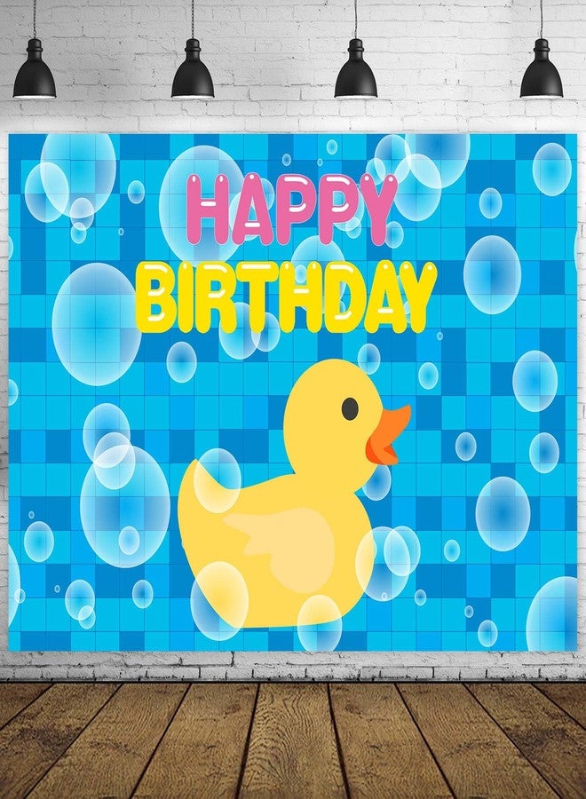 DZTRELFK Cute Cartoon Little Yellow Duck Happy Birthdday Photo Banner Backdrop Photo Booth Props Animal Theme Decor Decorations for Gender Reveal Ducky Duck Bday 1st Birthday Party Supplies Favors Background - Image 1