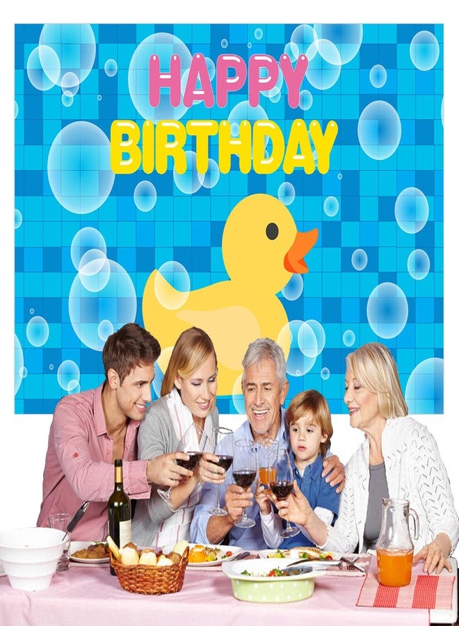 DZTRELFK Cute Cartoon Little Yellow Duck Happy Birthdday Photo Banner Backdrop Photo Booth Props Animal Theme Decor Decorations for Gender Reveal Ducky Duck Bday 1st Birthday Party Supplies Favors Background - Image 4