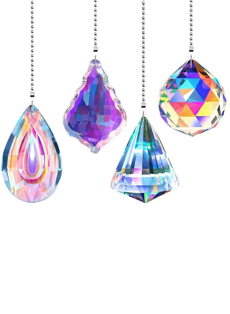 SYOSI 4 قطع من مصائد الشمس مع كرات بلورية معلقة للنوافذ زينة مصيدة الشمس صانع قوس قزح زينة ماسية للمنزل والحديقة هدية حرف - Image 1