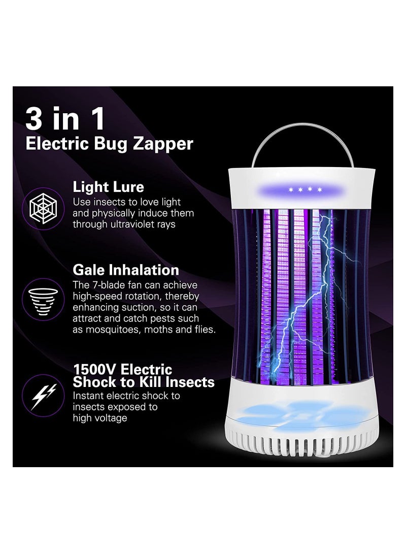 SYOSI Electric Bug Zapper, USB Rechargeable Indoor Outdoor Mosquito Killer Trap Lamp Light with Fan, Electric Portable Insect Killer for Home, Camping, Gnats, Backyard, Patio - Image 2