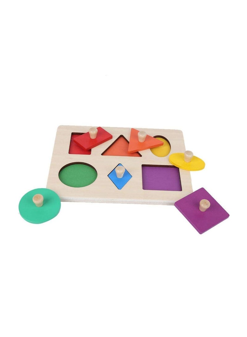 SYOSI Wooden Children Early Education Educational Building Block Puzzle Geometric Shape Color Matching Sorting Stacking Plugging Toys Montessori Toy for 1 2 3 Years Kids Girls Toddlers Boys - Image 1