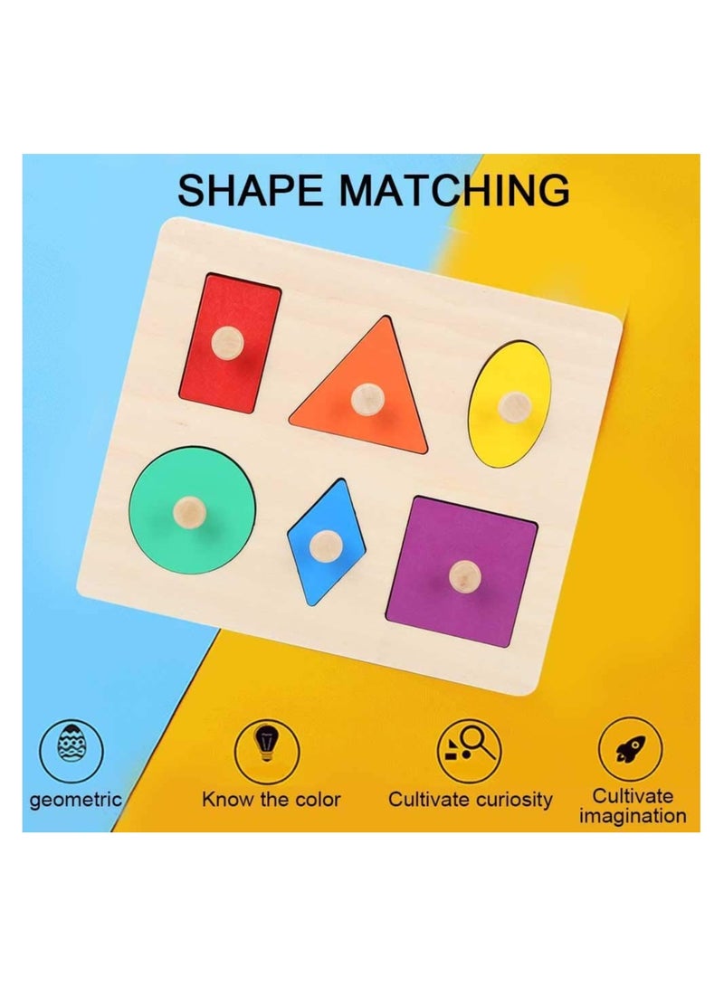 SYOSI Wooden Children Early Education Educational Building Block Puzzle Geometric Shape Color Matching Sorting Stacking Plugging Toys Montessori Toy for 1 2 3 Years Kids Girls Toddlers Boys - Image 2