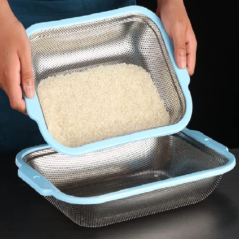 Yopple Stainless Steel Colander with Plastic Handle Kitchen Strainer Basket for Pasta Rice Vegetables Fruits Noodles Easy Grip MicroPerforated Mesh - Image 3