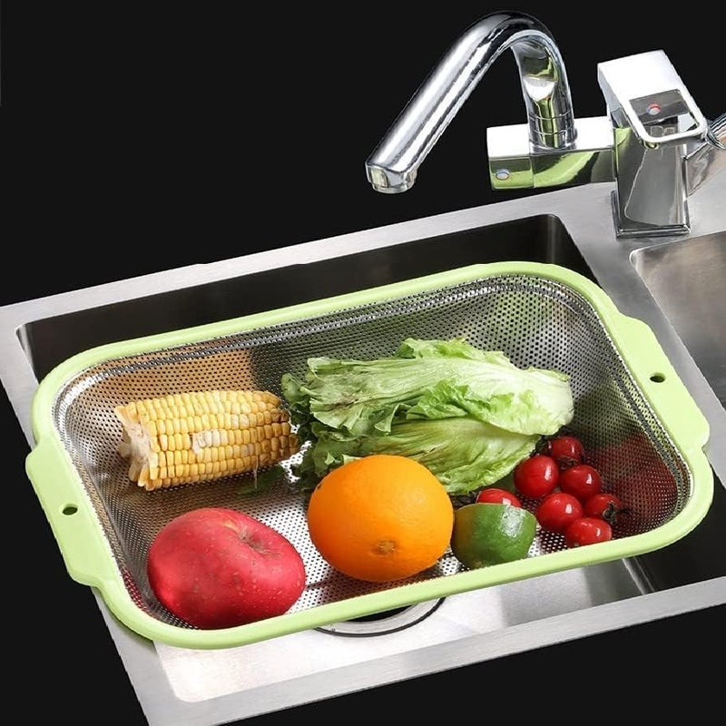 Yopple Stainless Steel Colander with Plastic Handle Kitchen Strainer Basket for Pasta Rice Vegetables Fruits Noodles Easy Grip MicroPerforated Mesh - Image 4