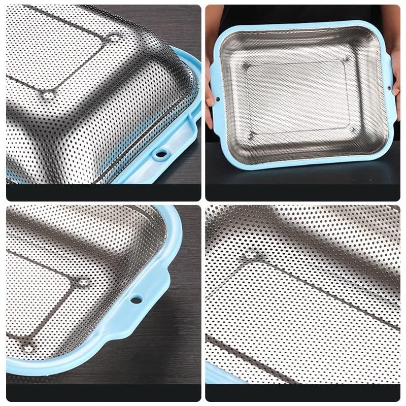 Yopple Stainless Steel Colander with Plastic Handle Kitchen Strainer Basket for Pasta Rice Vegetables Fruits Noodles Easy Grip MicroPerforated Mesh - Image 5