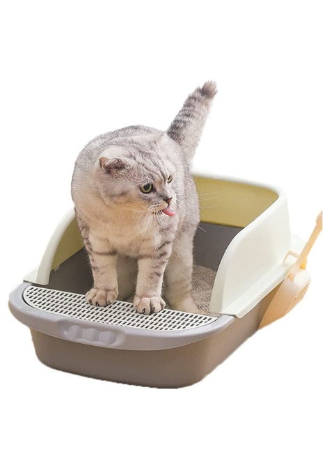 Semi Enclosed Cat Litter Box with Round Edges