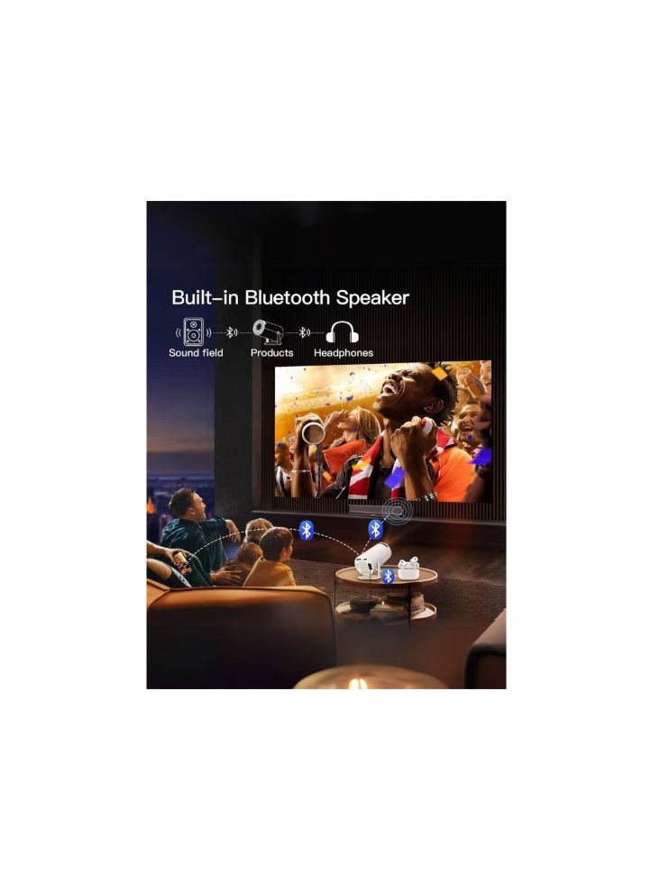 Mini Smart Projector, Built-in WiFi Laptop, Android 11, FHD 1080P Projector Support 50,000H, LED Automatic Keystone Rotation, 380 Degree 720, 1280x720, Get 8GB ROM