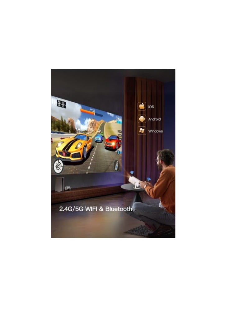 Generic - Mini Smart Projector, Built-in WiFi Laptop, Android 11, FHD 1080P Projector Support 50,000H, LED Automatic Keystone Rotation, 380 Degree 720, 1280x720, Get 8GB ROM - Image 1