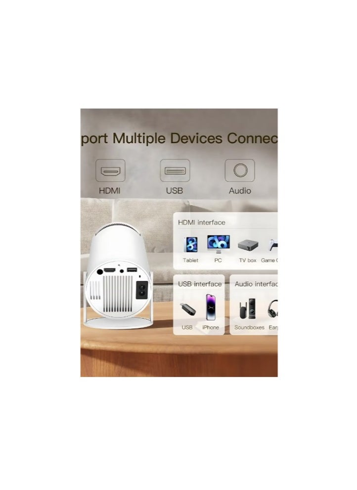Generic - Mini Smart Projector, Built-in WiFi Laptop, Android 11, FHD 1080P Projector Support 50,000H, LED Automatic Keystone Rotation, 380 Degree 720, 1280x720, Get 8GB ROM - Image 1