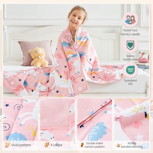 HOSUKKO Weighted Blanket - 2 lbs Cooling Pink Unicorn Heavy Blanket - Small Size Breathable Blanket for Hot Sleepers(36 * 48 inches, 2 lbs) - Image 4