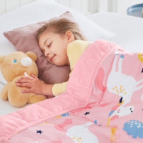 HOSUKKO Weighted Blanket - 2 lbs Cooling Pink Unicorn Heavy Blanket - Small Size Breathable Blanket for Hot Sleepers(36 * 48 inches, 2 lbs) - Image 1