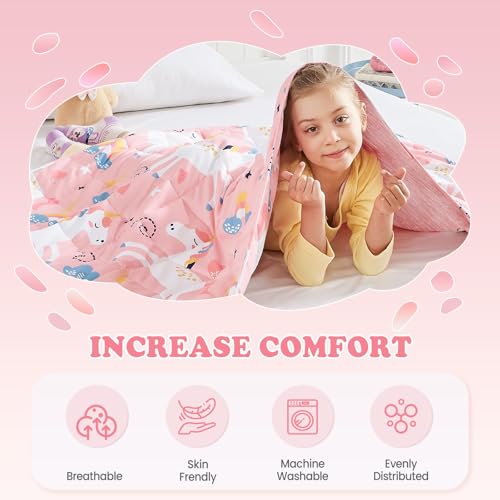 HOSUKKO Weighted Blanket - 2 lbs Cooling Pink Unicorn Heavy Blanket - Small Size Breathable Blanket for Hot Sleepers(36 * 48 inches, 2 lbs) - Image 3