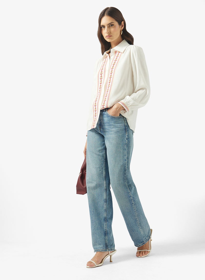 ايلا قميص بأزرار وطبعة حدود - Image 4