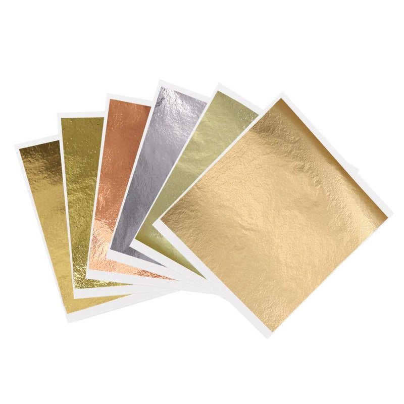KINNO 12 Colors Imitation Gold Leaf Sheets Multi-Color Gold Leaf Paper - 600 Pieces for Arts Decoration, DIY Crafts, Furniture, Nails, Paintings 3.15 by 3.35 Inches - Image 2