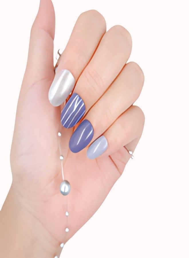 Sanfe Instant Press On Nails - Violet Chrome | 24 Reusable Artificial Fake Nail Set/Extensions | Quick, Lightweight, Salon Look, Lasts upto 3 weeks | For Festivals & Special Occasions (Purple Chrome, Standard) - Image 2