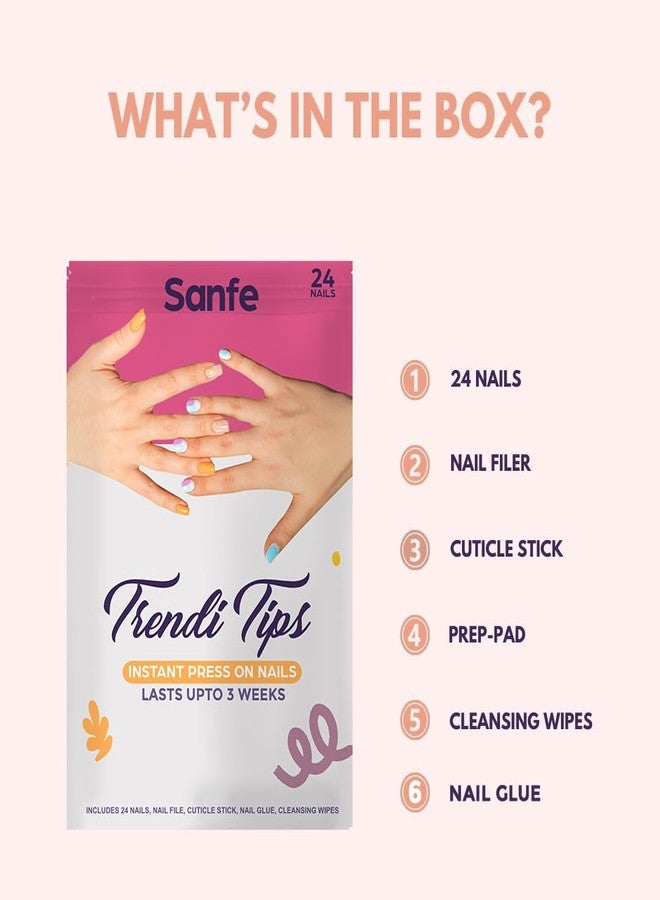 Sanfe Instant Press On Nails - Violet Chrome | 24 Reusable Artificial Fake Nail Set/Extensions | Quick, Lightweight, Salon Look, Lasts upto 3 weeks | For Festivals & Special Occasions (Purple Chrome, Standard) - Image 3