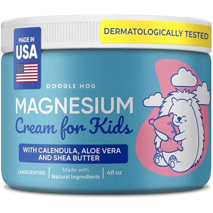 DOODLE HOG Magnesium Cream for Kids - Soothing Relief & Relaxation with Calendula, Aloe Vera, Shea Butter - Bedtime Magnesium Lotion for Kids Sleep - (4 oz, Unscented) - Image 1