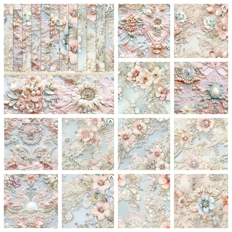 DESEACO Premium 6x6 Inch Single-Sided Scrapbook Paper Pad - Perfect for Crafting, Decorative Projects and Card Making - 24 Sheets & 12 Elegant Patterns - Image 2