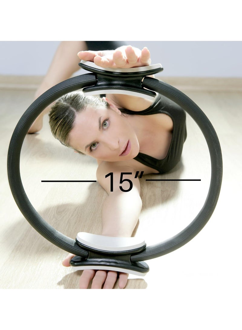CAMPANAS 2 Pack Pilates Fitness Circle Ring with Figure 8 Resistance Band Yoga Stretching Strap, Home Exercise Equipment for Full Body Workout, Shaping, Core Training  - Image 2