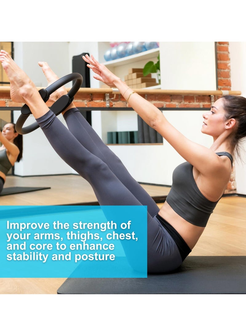 CAMPANAS 2 Pack Pilates Fitness Circle Ring with Figure 8 Resistance Band Yoga Stretching Strap, Home Exercise Equipment for Full Body Workout, Shaping, Core Training  - Image 3