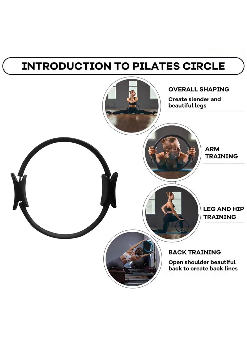 CAMPANAS 2 Pack Pilates Fitness Circle Ring with Figure 8 Resistance Band Yoga Stretching Strap, Home Exercise Equipment for Full Body Workout, Shaping, Core Training  - Image 5
