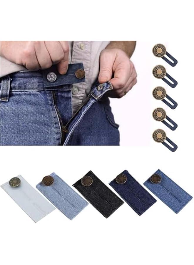 5 Pcs Denim Waist Extender on and 5 Pcs Pants Extender on, for Jeans and Skirt Comfy Metal ons, Waistband Extenders Adjustable Waist Extenders Jeans Extenders for Women Men Jeans(10 Pcs)  - Image 1