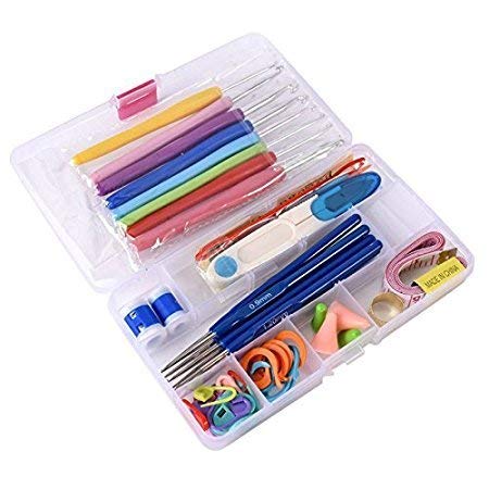 Hookcart Hookcart 51 Pieces Knitting Crochet Accessories Needle Ergonomic Sewing Kit Crochet Set Tools to Knit Hats Socks Sweaters Knitting Needle Kit Craft Weaving Plastic Yarn Sewing Tools