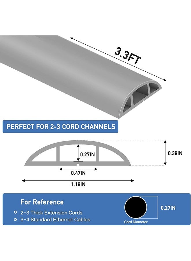 جي أس غطاء كابل كابل تجويف 3.3Ft ، غطاء كابل التمديد للأرضية كابل الطاقة حامي إدارة الكابلات منع رحلات الكابلات كابل تجويف ، للمكتب المنزلي مكاتب المرآب صالة رياضية (رمادية) - Image 2