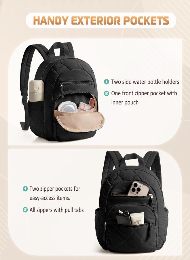 Smasrob Women Mini Backpack with RFID Blocking Pocket, Small Puffer Backpack Purse, Lightweight Quilted Backpack for Work, College or Travel, Black - Image 4
