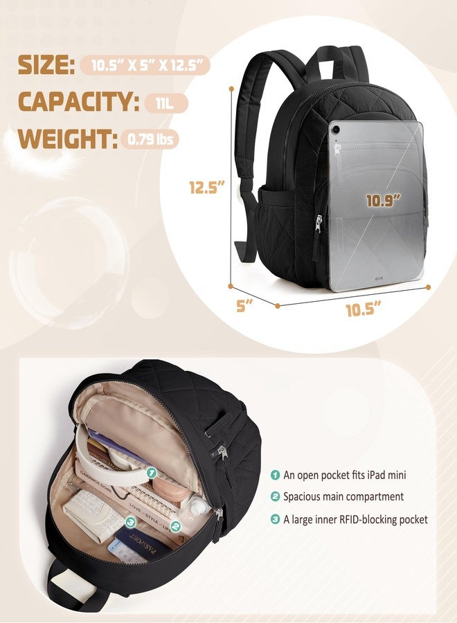 Smasrob Women Mini Backpack with RFID Blocking Pocket, Small Puffer Backpack Purse, Lightweight Quilted Backpack for Work, College or Travel, Black - Image 3