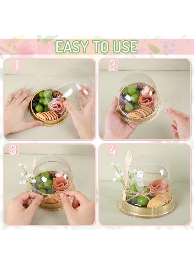 Whaline 100 Sets Disposable Individual Charcuterie Cup Set Clear Plastic Cupcake Container with Mini Wooden Spork Rope for Graduation Dessert Display Charcuterie Grazing Table Catered Event Wedding - Image 3