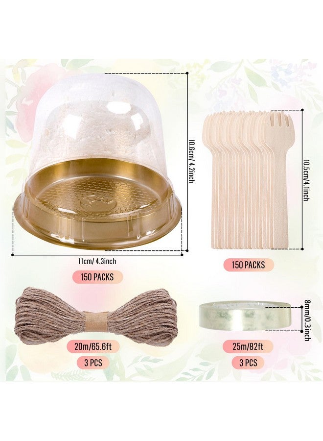 Whaline 100 Sets Disposable Individual Charcuterie Cup Set Clear Plastic Cupcake Container with Mini Wooden Spork Rope for Graduation Dessert Display Charcuterie Grazing Table Catered Event Wedding - Image 2