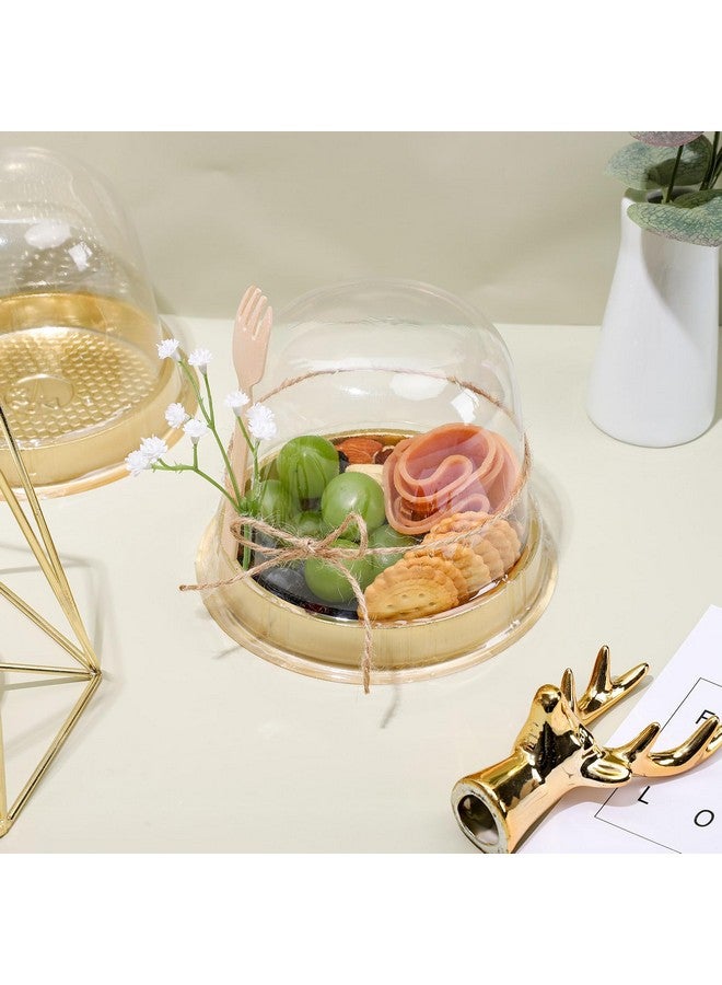 Whaline 100 Sets Disposable Individual Charcuterie Cup Set Clear Plastic Cupcake Container with Mini Wooden Spork Rope for Graduation Dessert Display Charcuterie Grazing Table Catered Event Wedding - Image 5