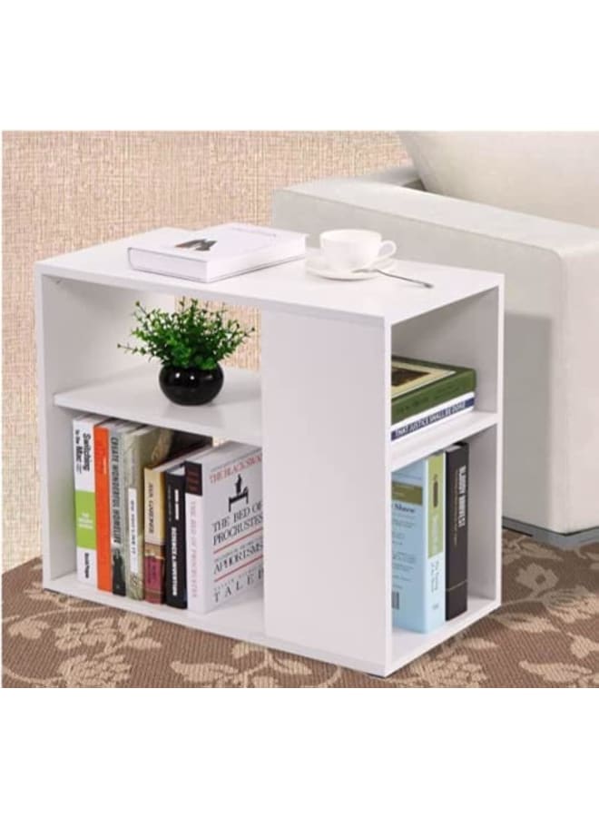 Joints Modern White Side Table – MDF Wooden End Table – 60x60x30 cm – Minimalist Coffee Table for Living Room, Bedroom, or Office  - Image 1