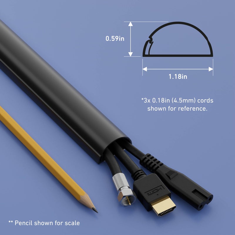 D-Line 157in Cord Cover Kit, Self-Adhesive Wire Hiders, Cable Raceway to Hide Wires on Wall, Electrical Cable Management - 10x 15.7 Lengths & 19 Accessories - 1.18" (W) x 0.59" (H) - Black - Image 4