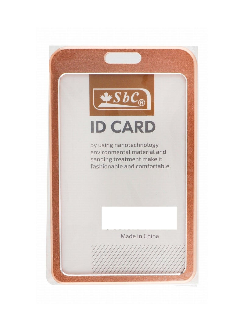 1-Piece Vertical ID Card Holder With Metal Edges Gold